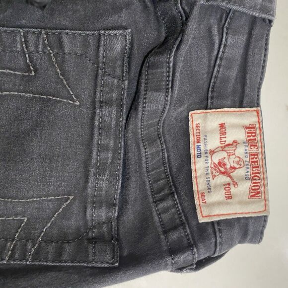 True Religion Womens 31 Moto Super Skinny Jeans Faded Black Zip Pockets Stretch - Picture 5 of 14